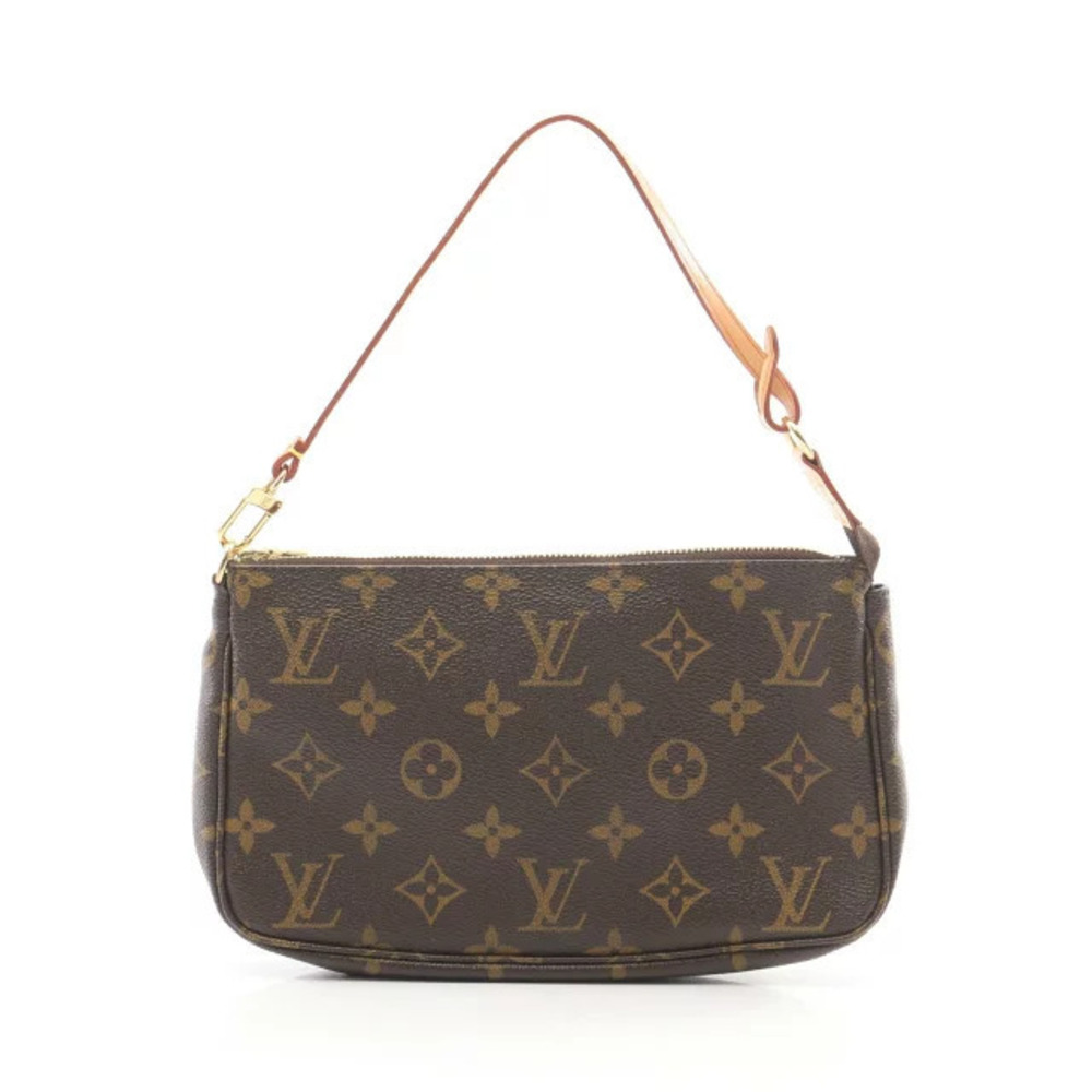 Louis Vuitton Pochette Accessoires Monogram Handbag Canvas Leather Brown